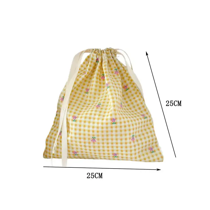 Sac à cordon jaune à motif floral
