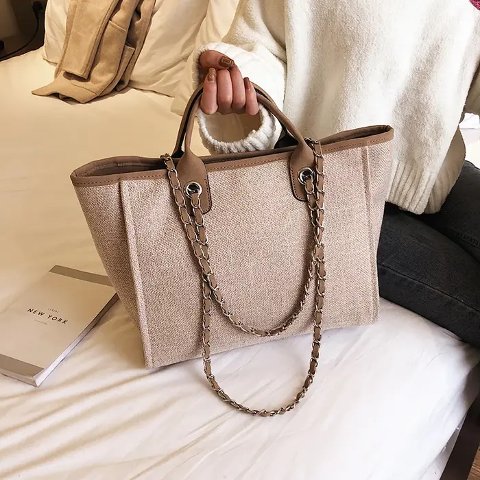 Sac à main en toile de grande capacité pour femmes