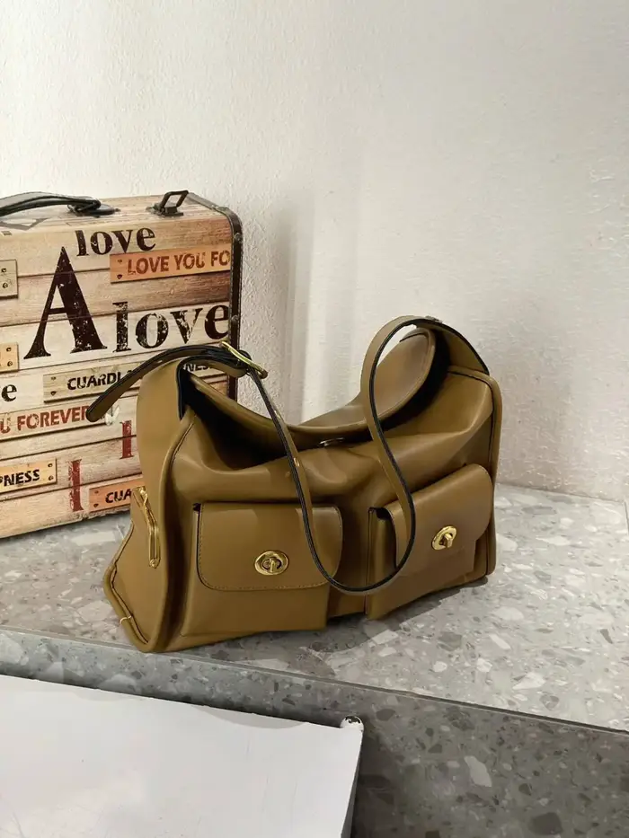 Sacs à main à bandoulière de style vintage pour femmes, sacs en cuir PU souple, grande capacité, fermeture à glissière, sac sous le bras, multi-poches, sac quotidien