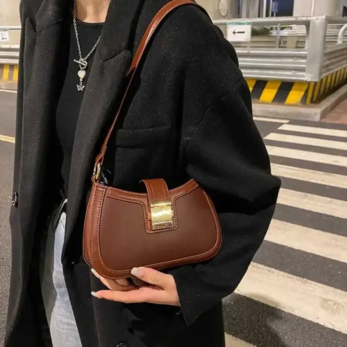 Sac à main Vintage en cuir PU marron pour femmes