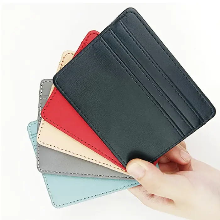 1Pc Pu Leather ID Card Holder Candy Color Bank Credit