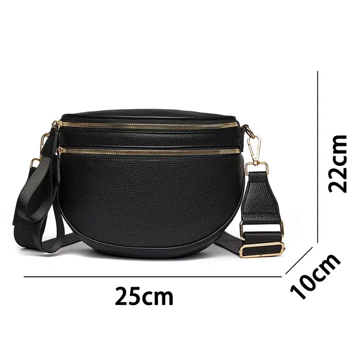 Sac pour femmes en cuir véritable nouveau 2025 Ele peau de vache souple décontracté mode Semi-circulaire large sangle d'épaule sacs à bandoulière Sac a Main