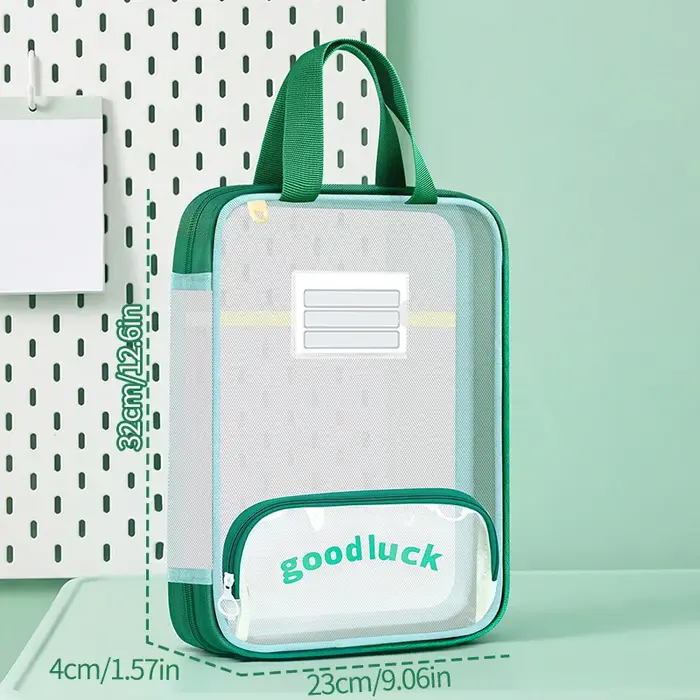 Sac fourre-tout vertical transparent grande capacité, sac de rangement zippé pour livres d'examen