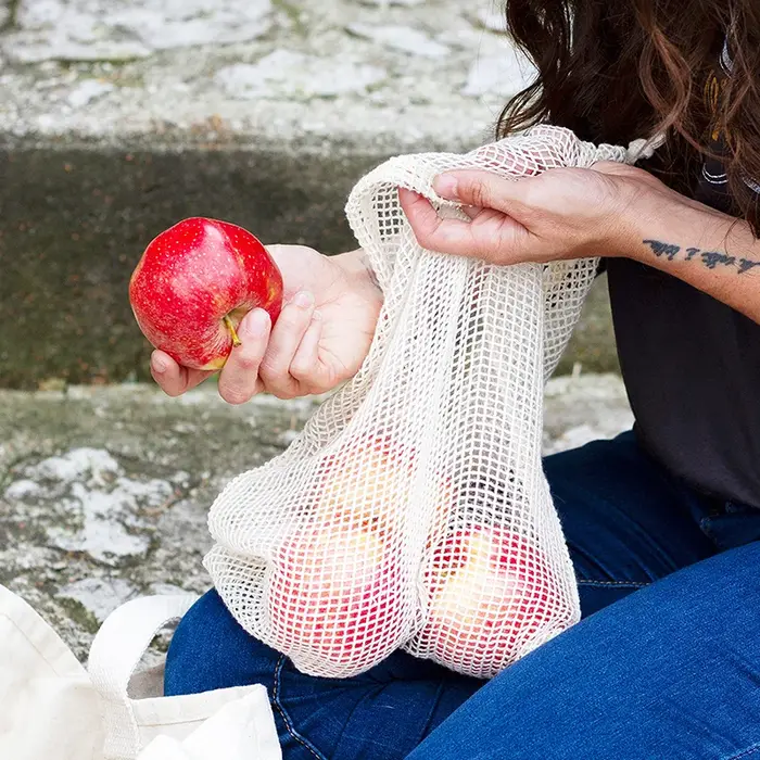 Sac en maille de coton réutilisable