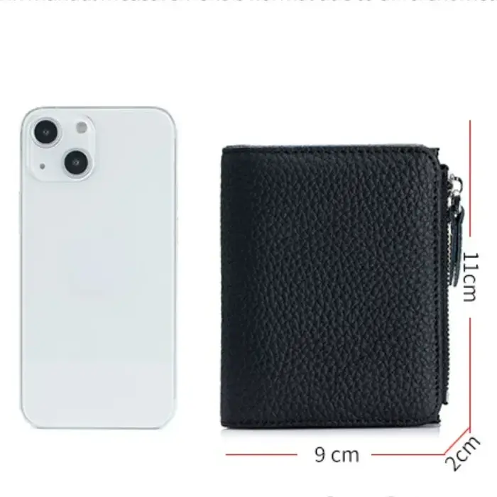 Poudres d'écouteurs en cuir véritable pour hommes et femmes, portefeuilles courts RFID, porte-cartes, sac portable en cuir de vachette, petite fermeture éclair, porte-monnaie