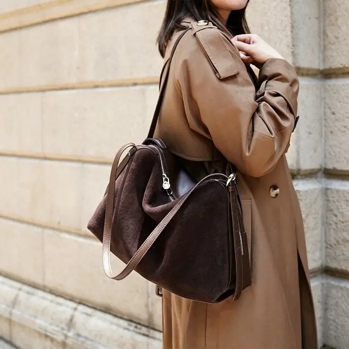 Sac fourre-tout vintage en cuir véritable grande capacité pour femme