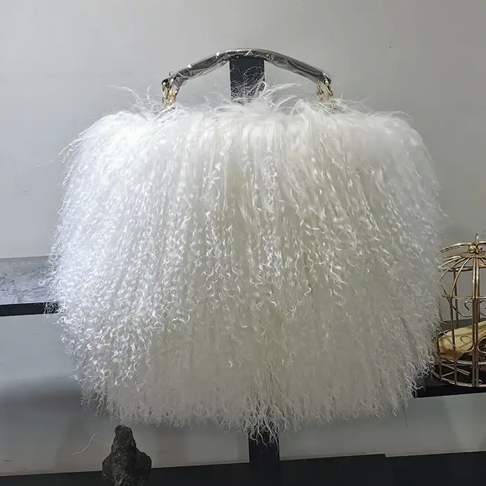 JOinitiated-Sac à bandoulière en fourrure véritable pour femme