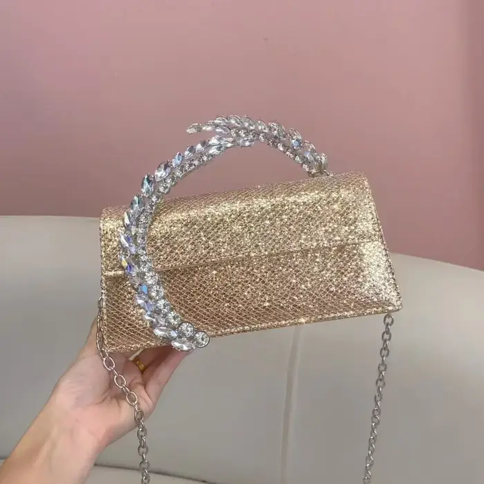 Sac à main en métal satiné pour femme, cristal brillant, biscuits diamant, sac de soirée, pochette d