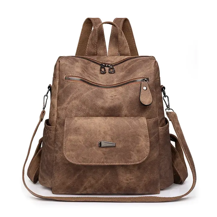 Sac à dos en cuir monochrome pour femme