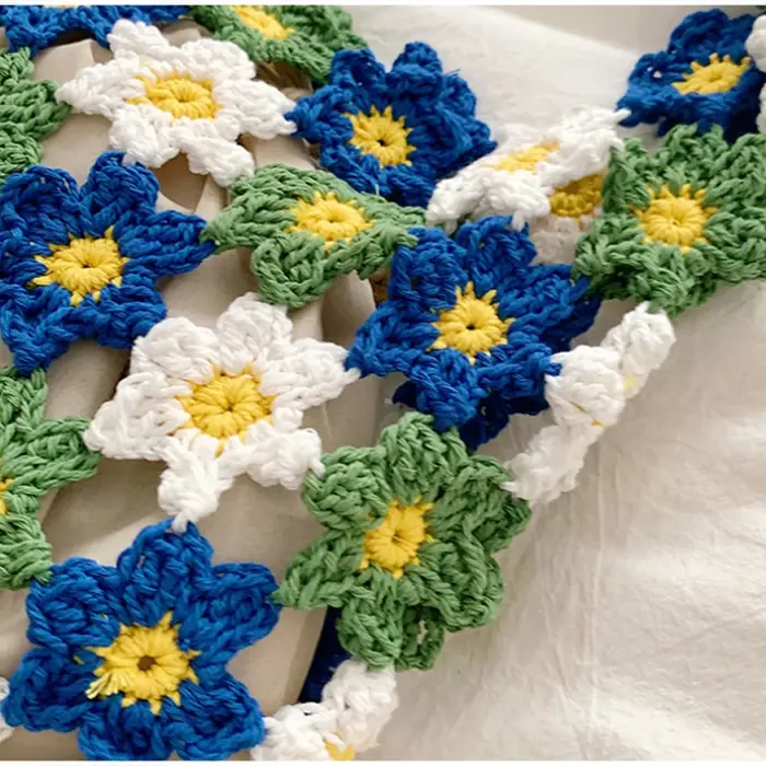 Sac à bandoulière en crochet floral fait main pour femme