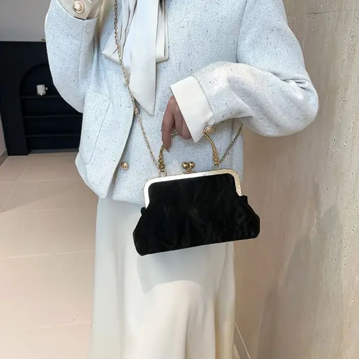 Sac à main de soirée en velours doré pour femme