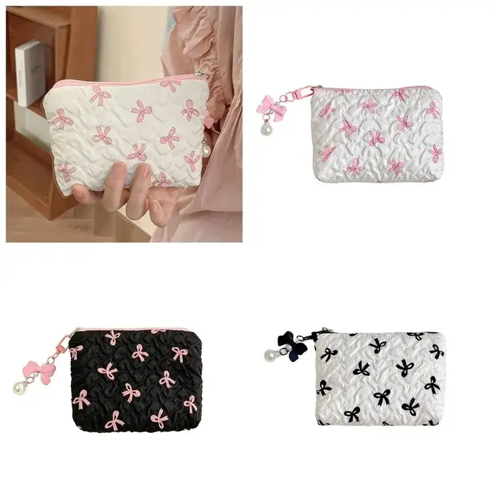 Sac à cosmétiques mignon avec pendentif nœud