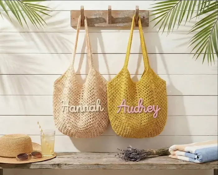Sac de plage au crochet personnalisé