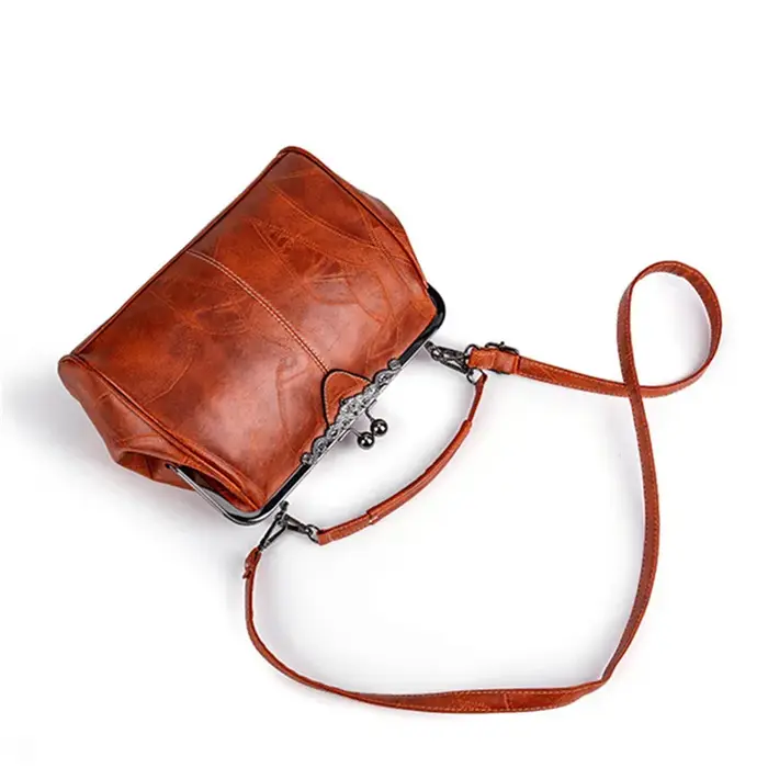 Sac fourre-tout Vintage en cuir PU avec ouverture à pince rotative