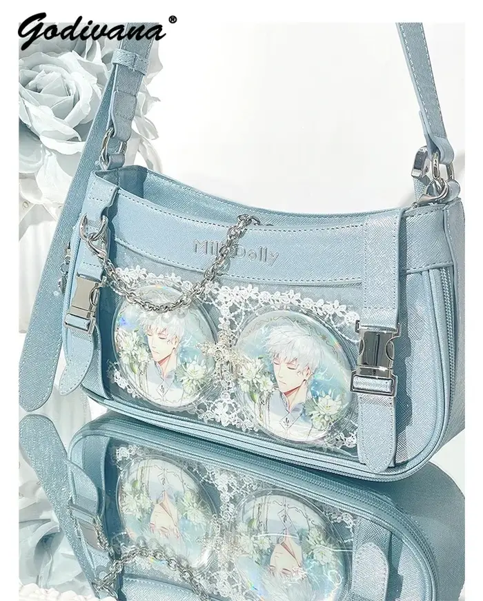 Sac à Bandoulière Transparent en Cuir Solide pour Femme
