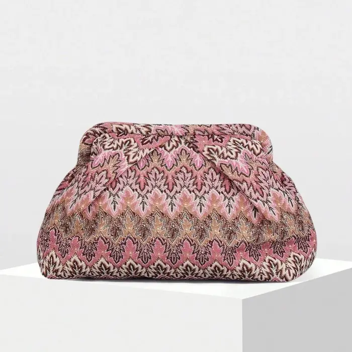 Pochette à fermoir colorblock style marocain, sac de soirée bohème en tricot tressé, sac à main vint
