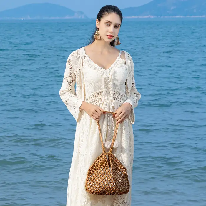 Sac à main tissé à la main avec perles pour femmes