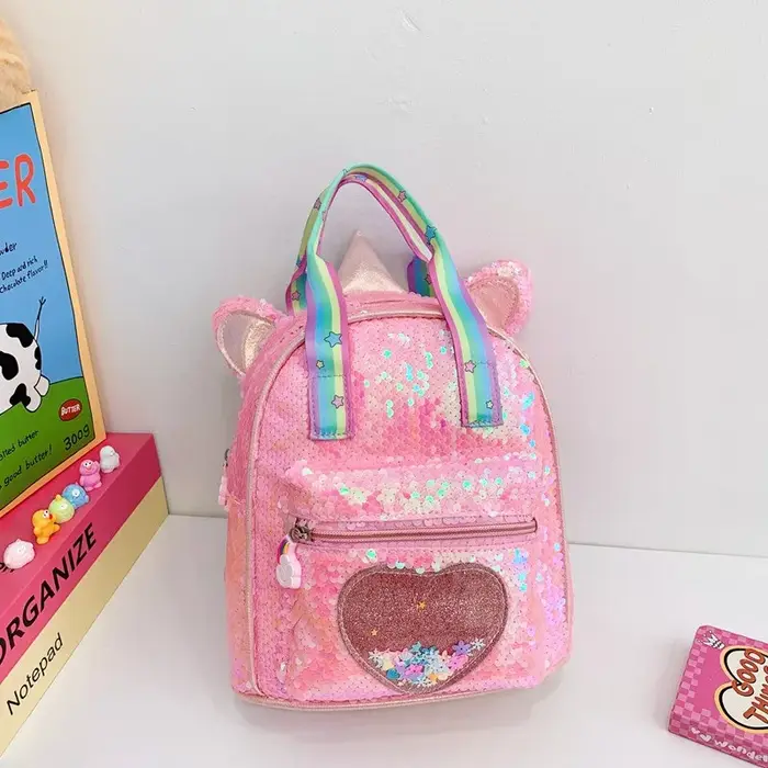Sac à dos pour filles de la maternelle, sac à paillettes à la mode, accessoire polyvalent, motif de 