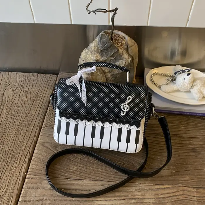 Sac fourre-tout rectangulaire grande capacité à pois et dentelle