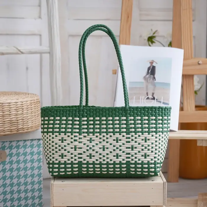 Sac de plage en PVC ajouré style bohème, grande capacité, imperméable, sac seau tressé pour les vaca