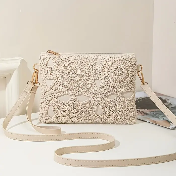 Sac à bandoulière de style bohème pour femmes, sac tissé à la main 2026, sac à bandoulière simple de
