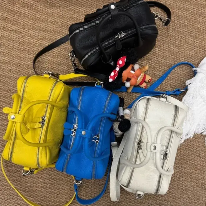 Sac bowling jaune grain litchi été 2026 – Sac à main élégant et polyvalent pour femme