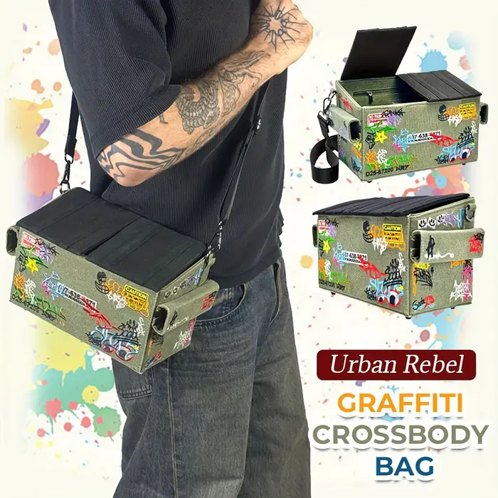 Sac à bandoulière à thème Anime avec broderie graffiti 3D