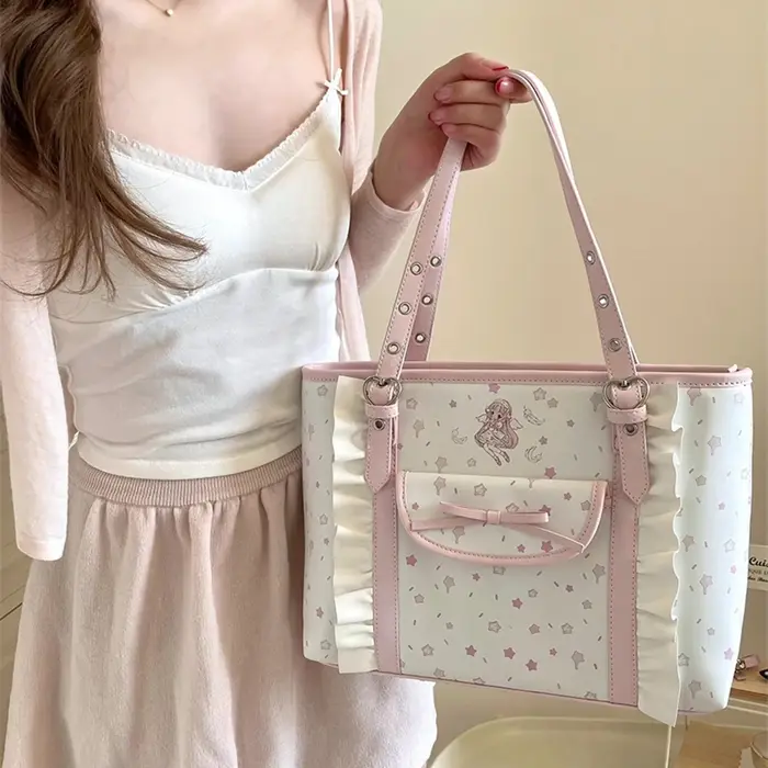 Sac fourre-tout rose en cuir PU pour femme