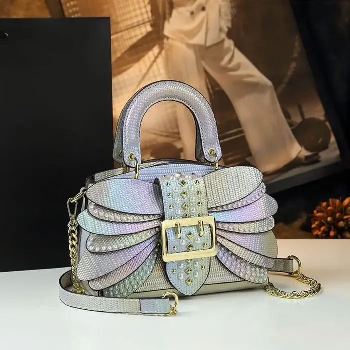 Nouveau Sac à Main Femme 2026 en Cuir Véritable avec Rivets Perlés, Sac Tendance et Polyvalent, Mini