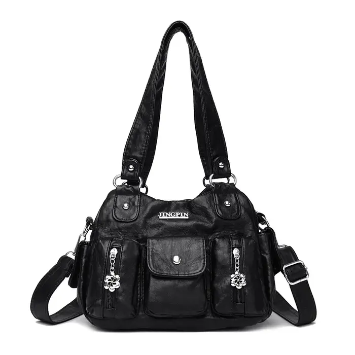 Sac à main rétro en cuir de grande capacité pour femmes, fourre-tout multi-poches, sac à bandoulière