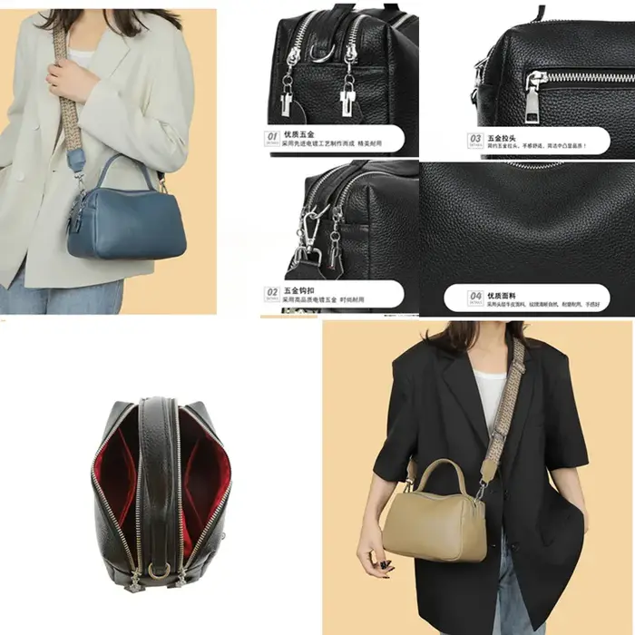 Sac à main en cuir véritable souple pour femme