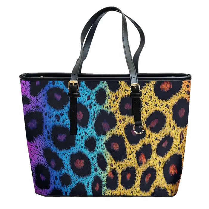 Sac à bandoulière en cuir PVC Oxford imprimé léopard doré