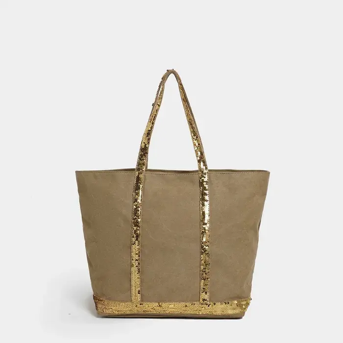 Sac fourre-tout zippé en toile à paillettes