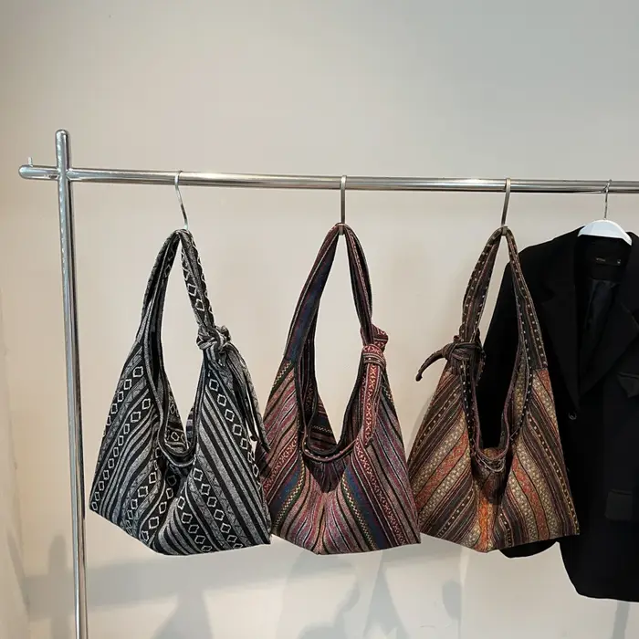 Toile rayure ethnique mode fourre-tout sacs Design Sense grande capacité 2025 haute qualité