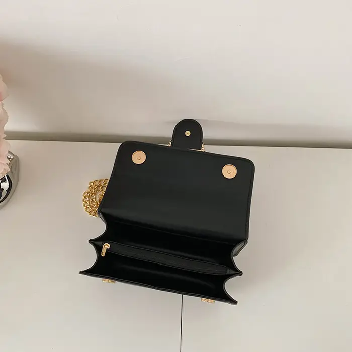 Sac à bandoulière double chaîne pour femme, sac à rabat rétro en cuir PU, sac à main décontracté pou
