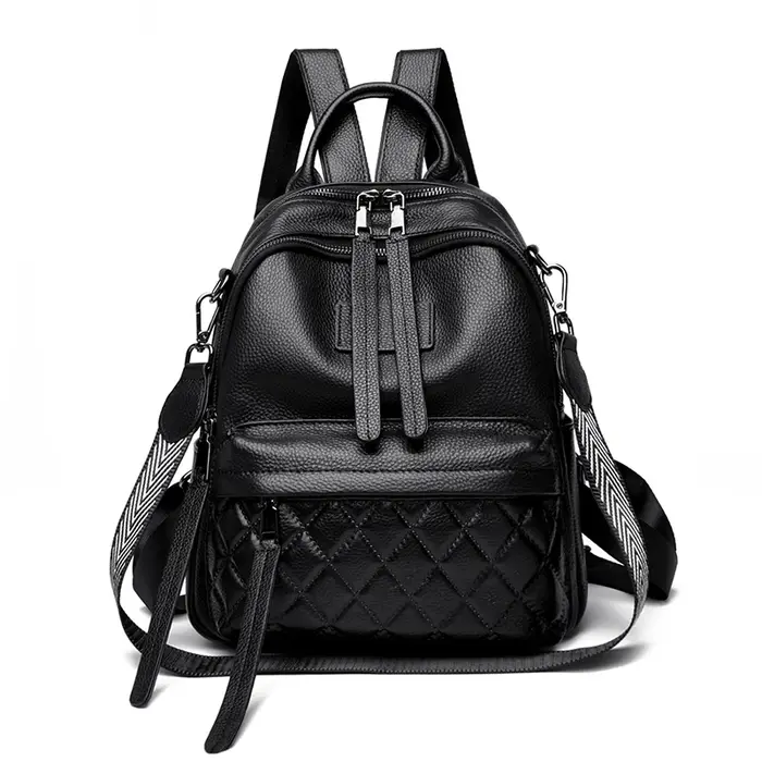 Sac à dos en cuir de vachette tendance, style multi-porté, grande capacité, sac pour femme en cuir v