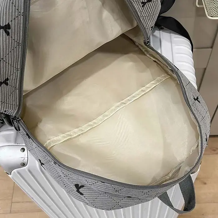 Sac à dos en velours côtelé avec nœud
