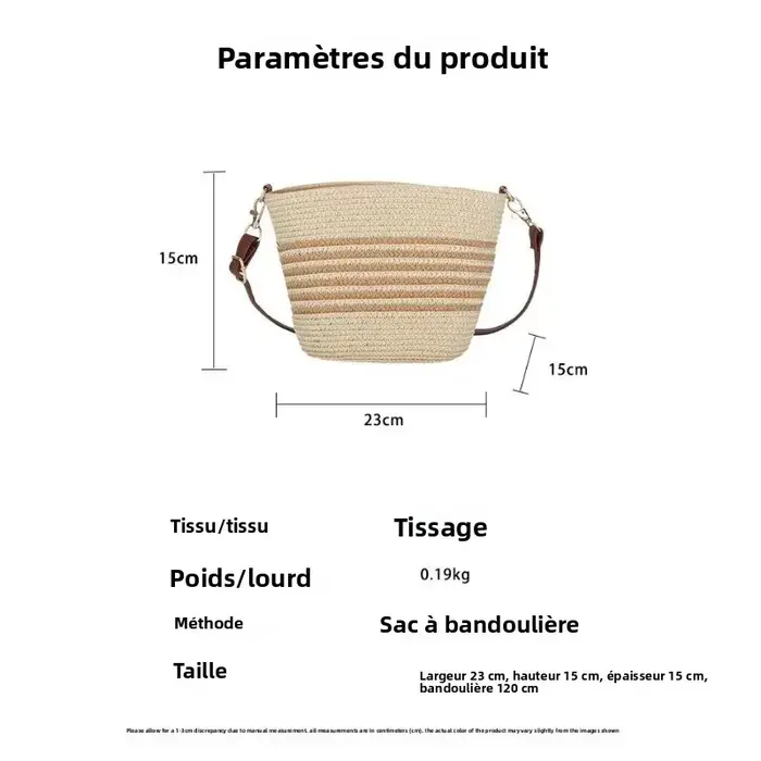 Sac seau en paille d'été pour femme