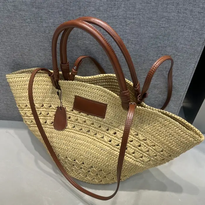 Sacs cabas de plage bohèmes en paille pour femmes