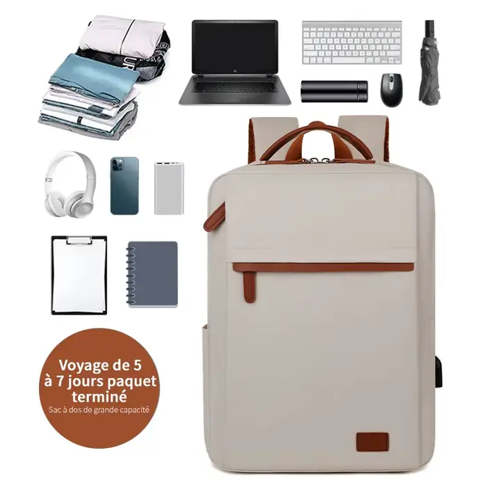 Sac à dos tendance et simple de grande capacité pour les trajets quotidiens et l'utilisation au bureau