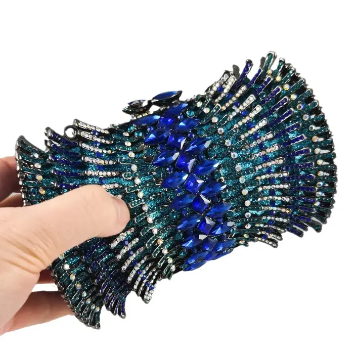 Pochette en cristal bleu marine pour femme