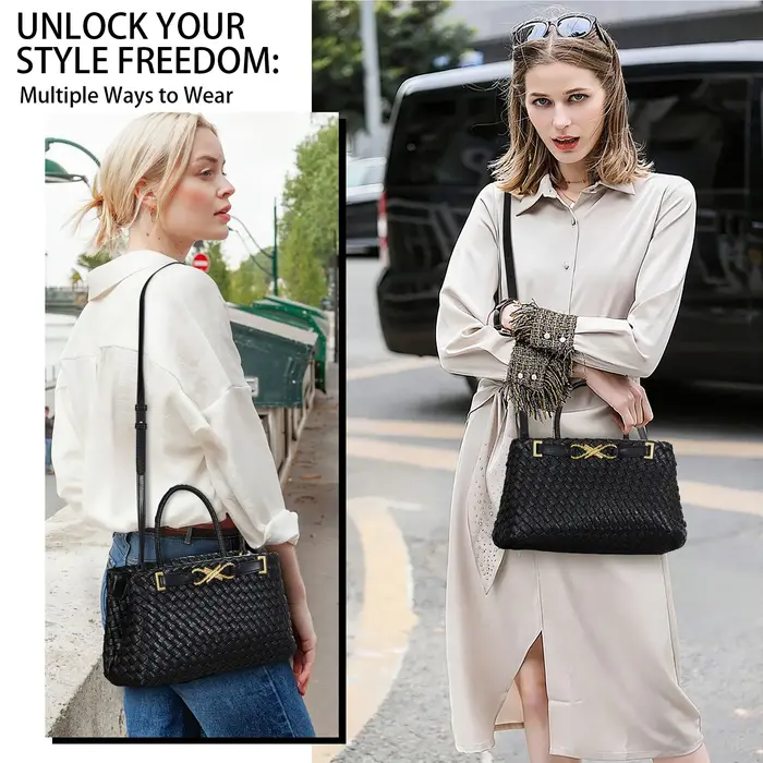 Sac fourre-tout tissé pour femme en cuir végétalien