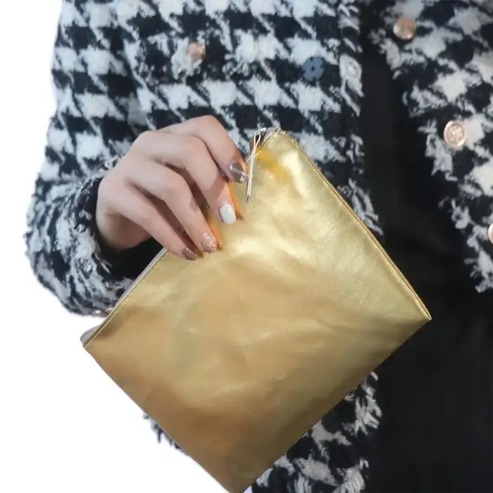 Sac à cosmétiques Portable porte-monnaie en PU brillant Style coréen couleur unie fermeture éclair