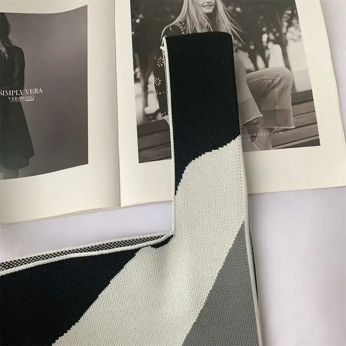 Sac à main en tricot à motifs géométriques réutilisables pour femme