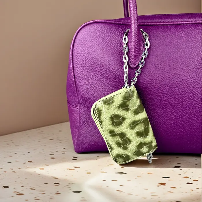 Mini sac messager en cuir PU – Porte-monnaie/étui pour écouteurs tendance en PU gaufré effet croco