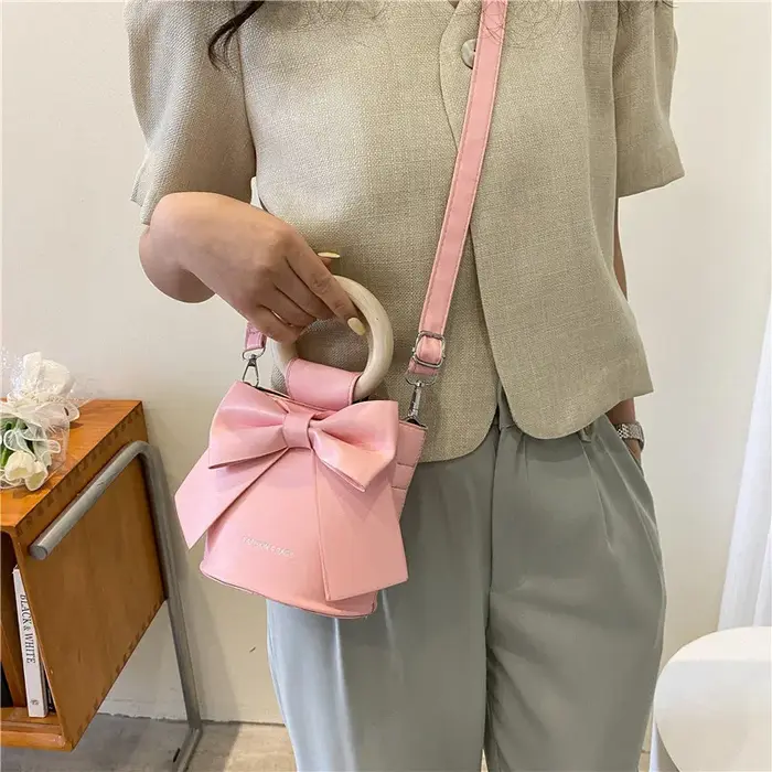 Mini sac à main rond en cuir PU pour femmes