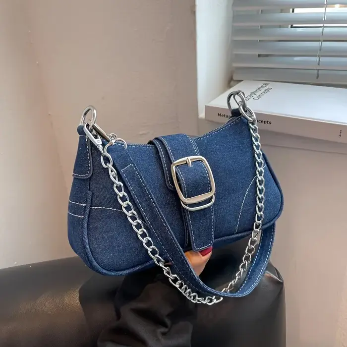 Sac à bandoulière fourre-tout en denim chic pour femmes