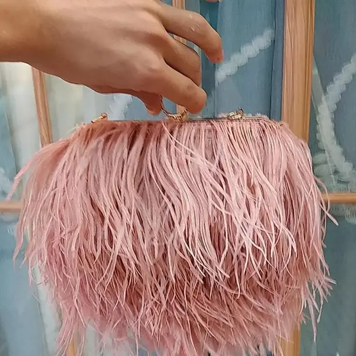 Sacs à main de luxe en plumes d'autruche pour femmes