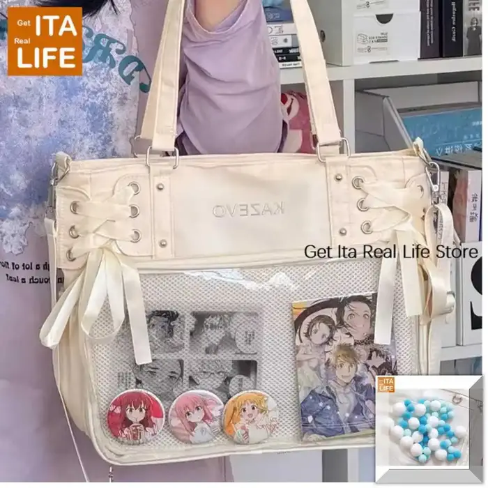 Italife luxe grand Ita sac avec ruban ACG affichage femmes bleu grand sac à bandoulière transparent