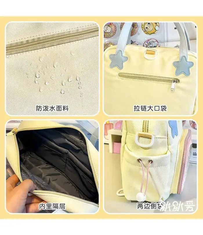 JIAERDI Harajuku jaune Itabag sacs à bandoulière femmes poignée en Nylon sac de messager décontracté filles Transparent
